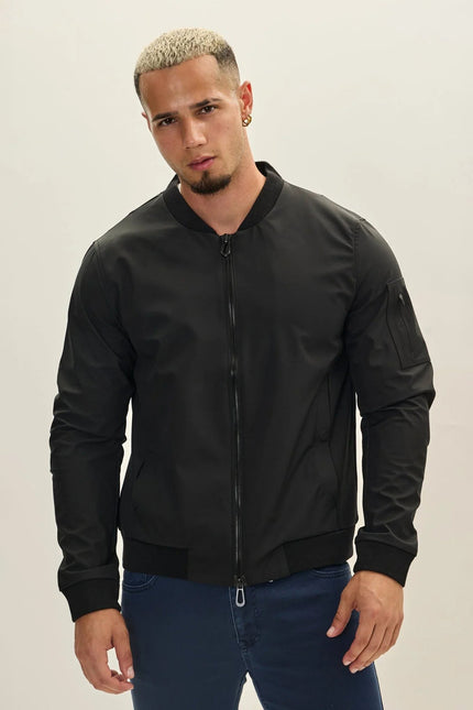 Men's Classic Lightweight Bomber Jacket - Black | Ron Tomson