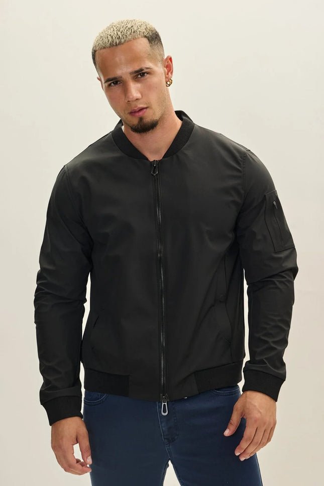 Men's Classic Lightweight Bomber Jacket - Black | Ron Tomson