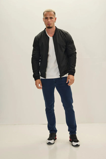 Men's Classic Lightweight Bomber Jacket - Black | Ron Tomson