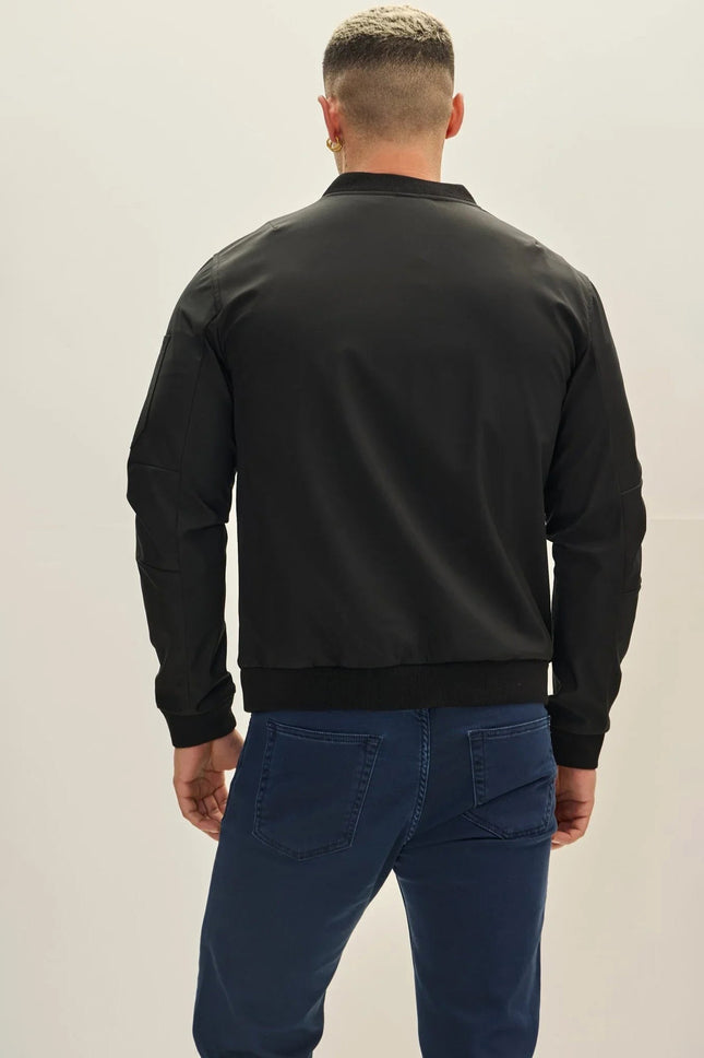 Men's Classic Lightweight Bomber Jacket - Black | Ron Tomson