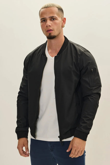 Men's Classic Lightweight Bomber Jacket - Black | Ron Tomson