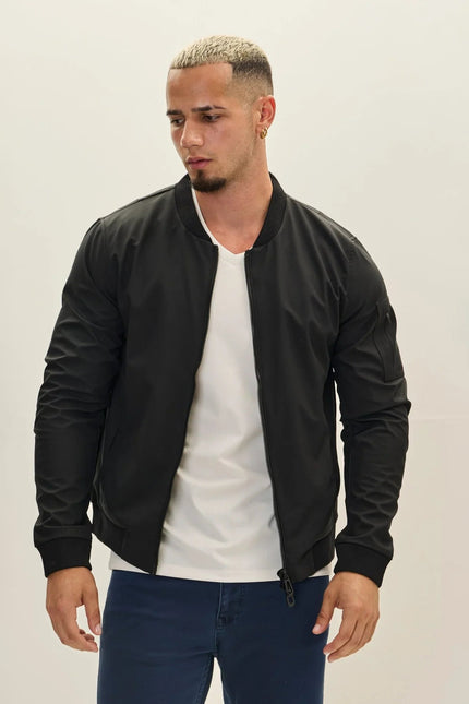 Men's Classic Lightweight Bomber Jacket - Black | Ron Tomson
