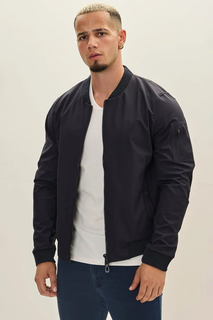 Men's Classic Lightweight Bomber Jacket - Navy | Ron Tomson