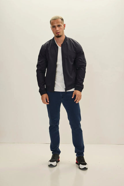 Men's Classic Lightweight Bomber Jacket - Navy | Ron Tomson