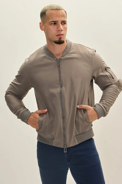 Men's Classic Lightweight Bomber Jacket - Grey | Ron Tomson