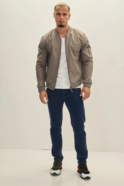 Men's Classic Lightweight Bomber Jacket - Grey | Ron Tomson