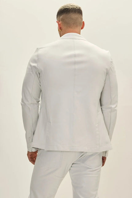 Men's Classic Two-Button Leather Blazer - White | Ron Tomson