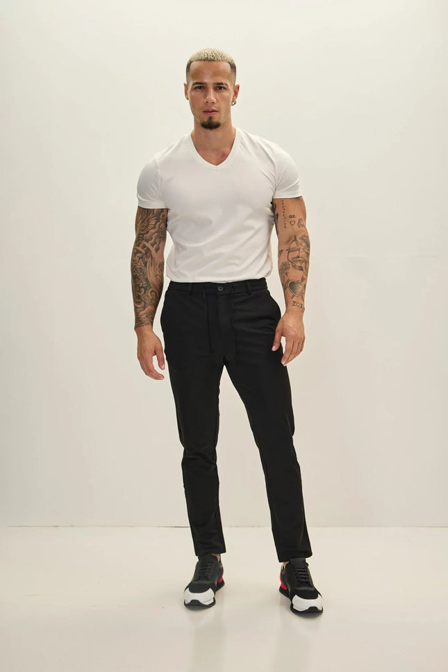 Fitted Casual Pants - Black