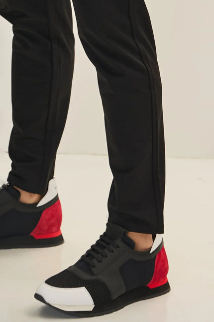 Men's Fitted Casual Pants - Black | Ron Tomson