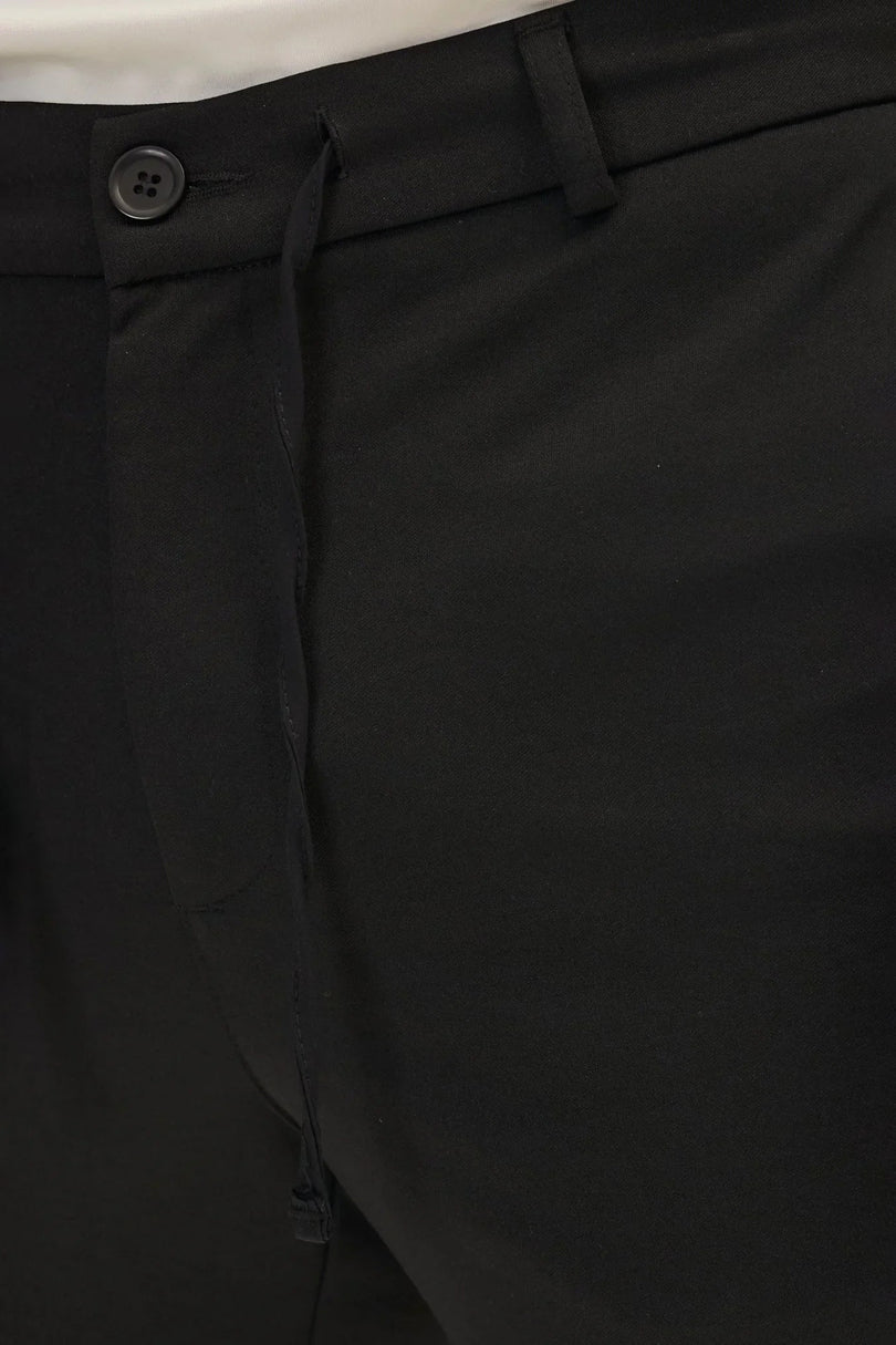 Men's Fitted Casual Pants - Black | Ron Tomson