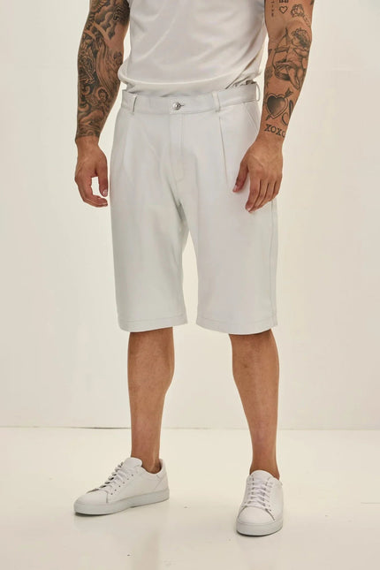 Men's Lambskin Leather Shorts - White | Ron Tomson