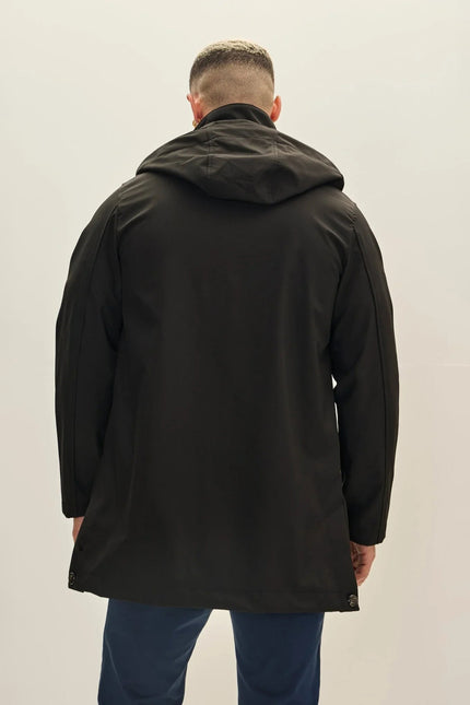 Men's Hooded Raincoat - Black | Ron Tomson