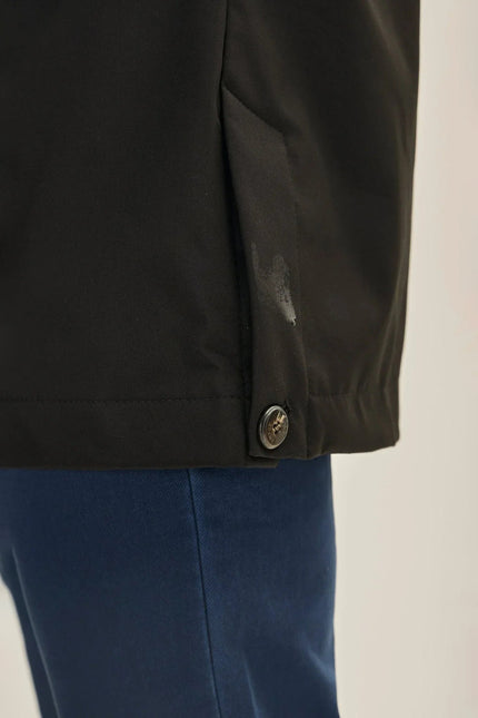 Men's Hooded Raincoat - Black | Ron Tomson