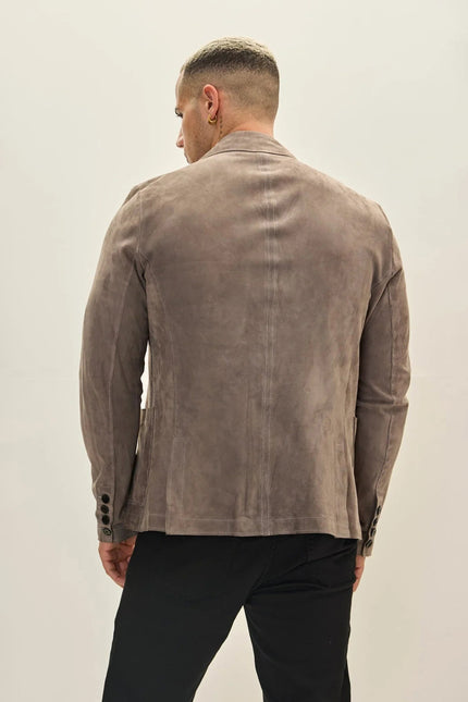 Men's Suede Leather Blazer - Grey | Ron Tomson