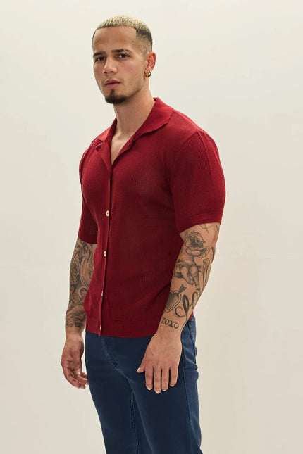 Men's Sheer Mesh Top - Burgundy | Ron Tomson