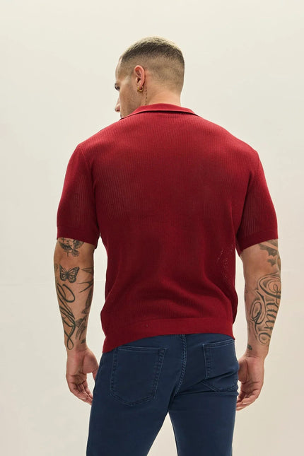 Men's Sheer Mesh Top - Burgundy | Ron Tomson