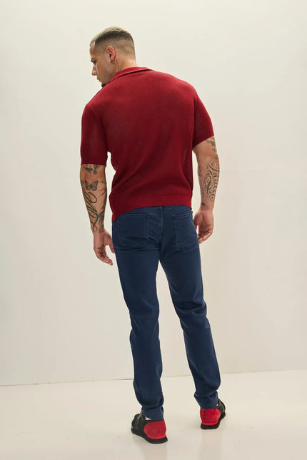 Men's Sheer Mesh Top - Burgundy | Ron Tomson