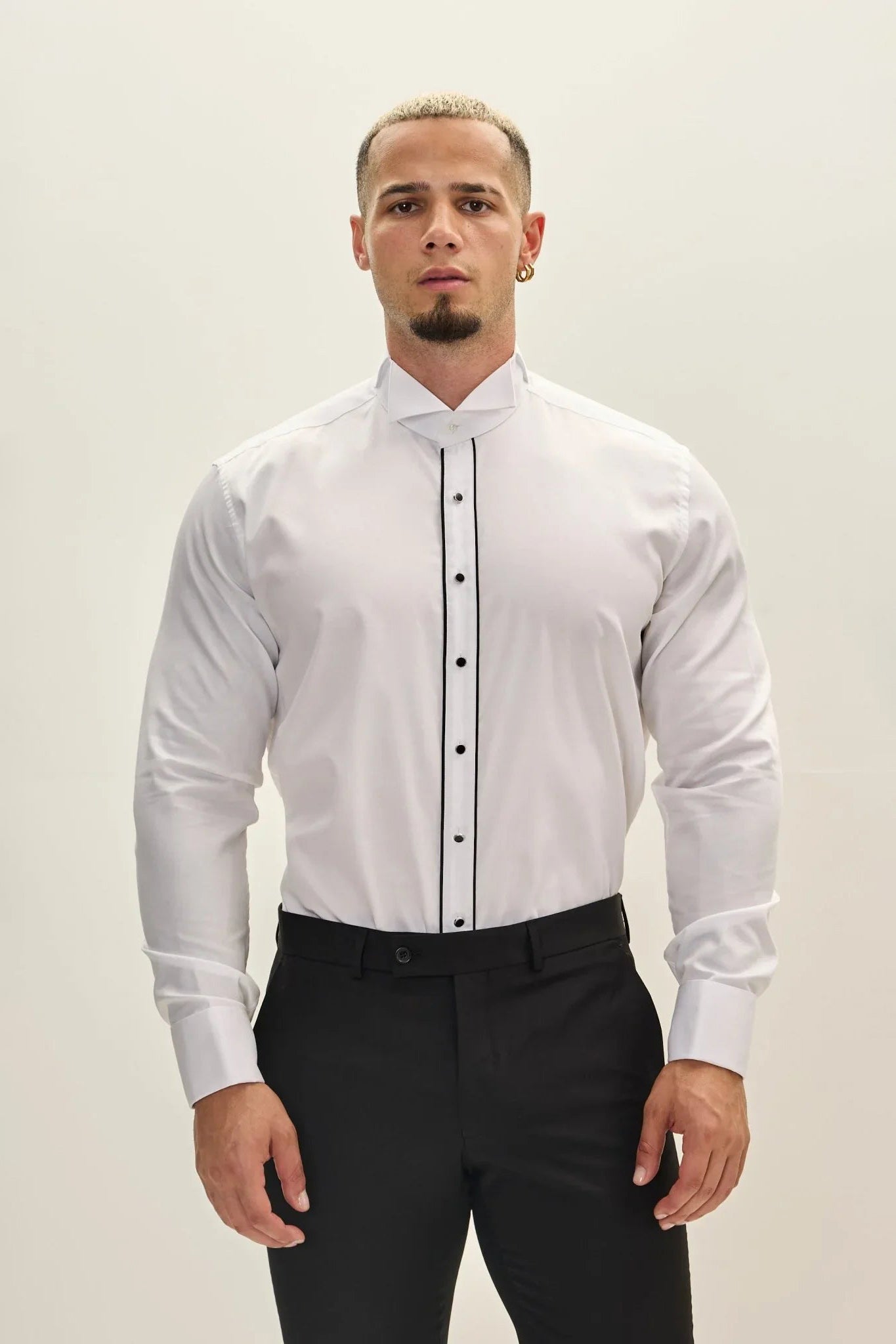 Black Striped Tuxedo Shirt