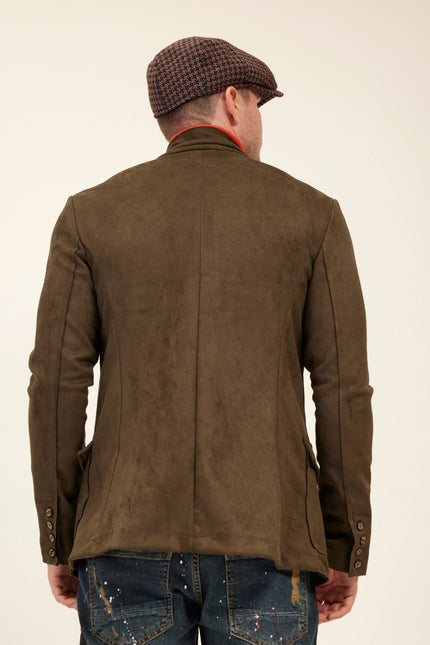Men's Microsuede Safari Jacket - Khaki | Ron Tomson