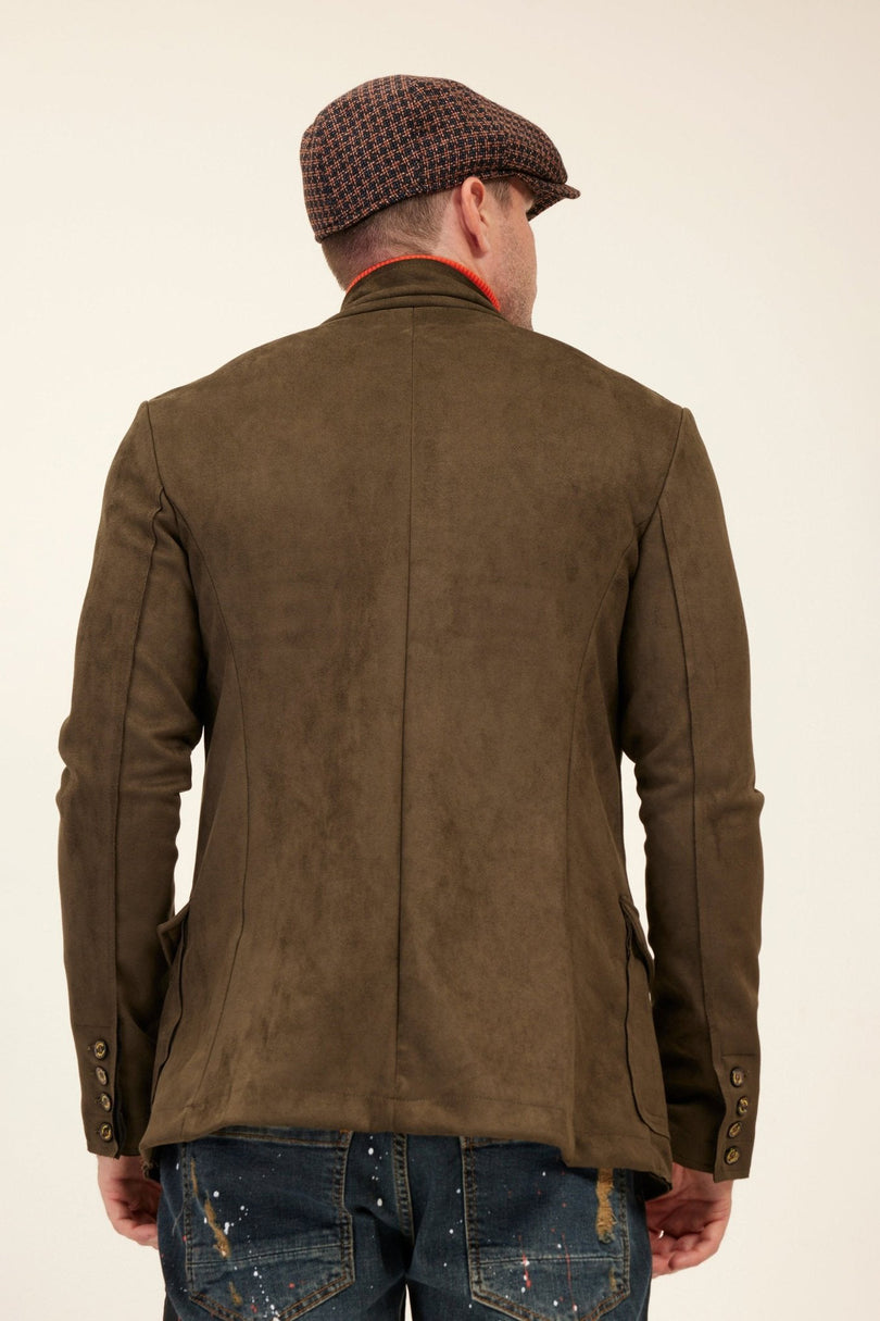 Men's Microsuede Safari Jacket - Khaki | Ron Tomson