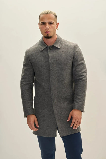 Men's Classic Double-Breasted Wool Peacoat - Grey | Ron Tomson