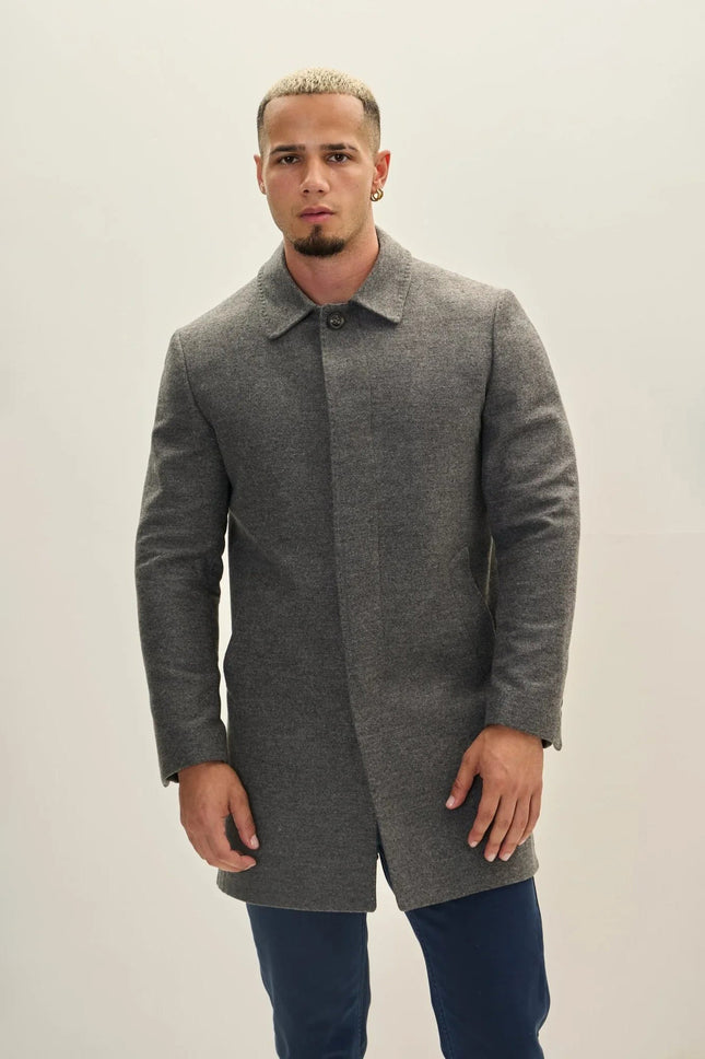 Men's Classic Double-Breasted Wool Peacoat - Grey | Ron Tomson