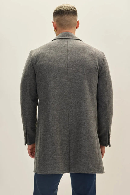 Men's Classic Double-Breasted Wool Peacoat - Grey | Ron Tomson