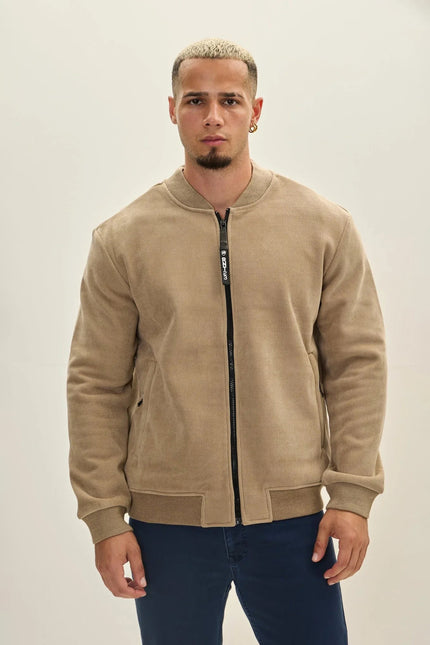 Men's Lined Bomber Jacket - Beige | Ron Tomson
