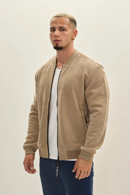Men's Lined Bomber Jacket - Beige | Ron Tomson
