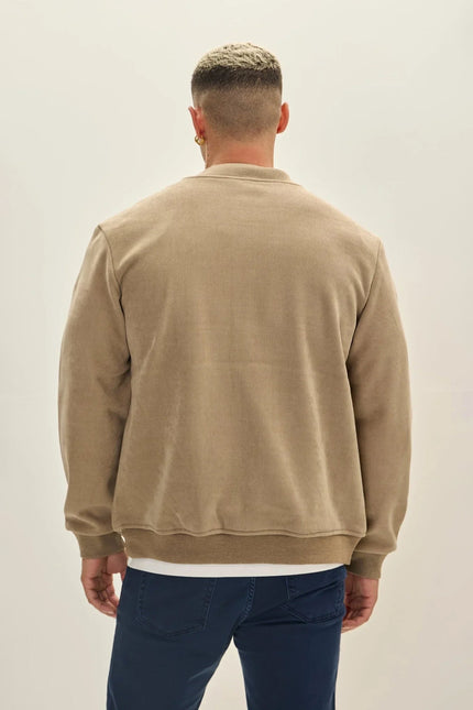 Men's Lined Bomber Jacket - Beige | Ron Tomson
