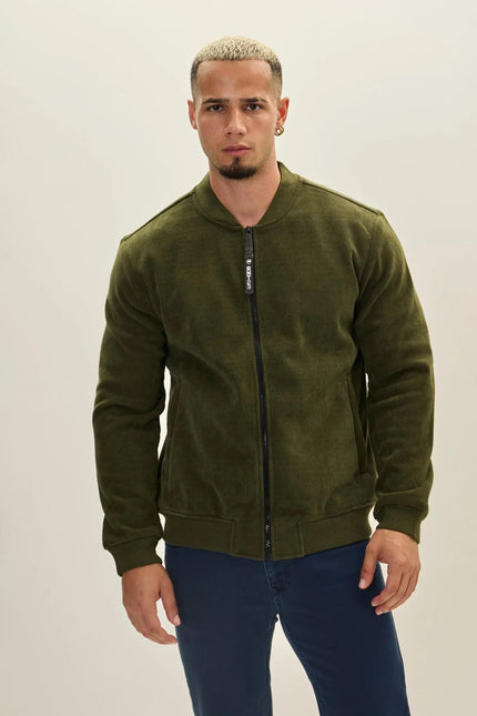 Men's Lined Bomber Jacket - Khaki | Ron Tomson