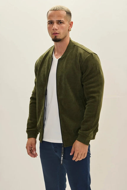 Men's Lined Bomber Jacket - Khaki | Ron Tomson