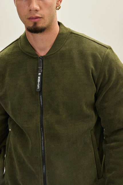 Men's Lined Bomber Jacket - Khaki | Ron Tomson