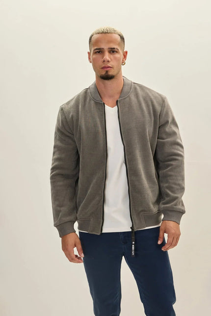 Men's Lined Bomber Jacket - Grey | Ron Tomson