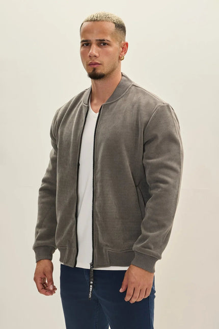 Men's Lined Bomber Jacket - Grey | Ron Tomson