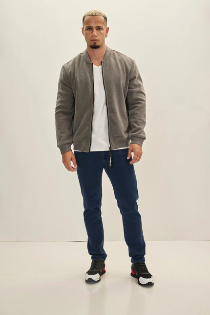 Men's Lined Bomber Jacket - Grey | Ron Tomson