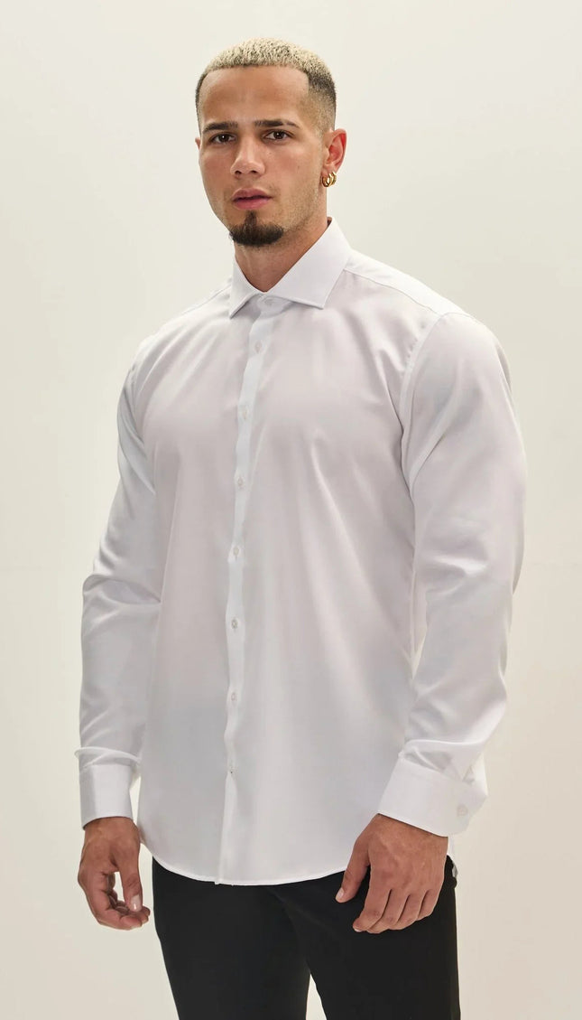 Spread Collar Dress Shirt - White