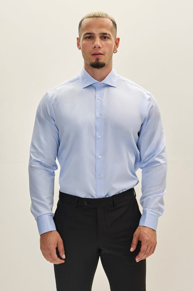 Men's Spread Collar Dress Shirt - Blue | Ron Tomson