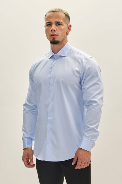 Men's Spread Collar Dress Shirt - Blue | Ron Tomson