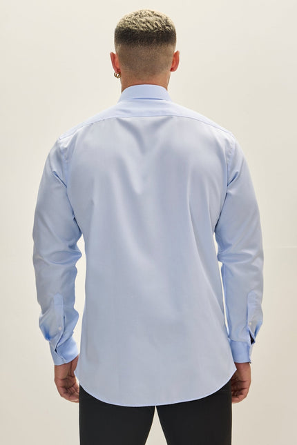Men's Spread Collar Dress Shirt - Blue | Ron Tomson