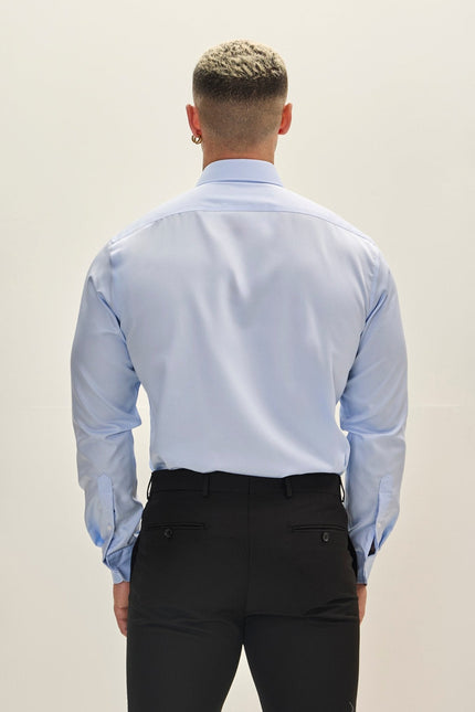 Men's Spread Collar Dress Shirt - Blue | Ron Tomson