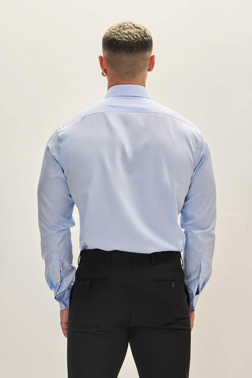 Men's Spread Collar Dress Shirt - Blue | Ron Tomson