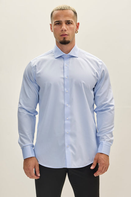 Men's Spread Collar Dress Shirt - Blue | Ron Tomson