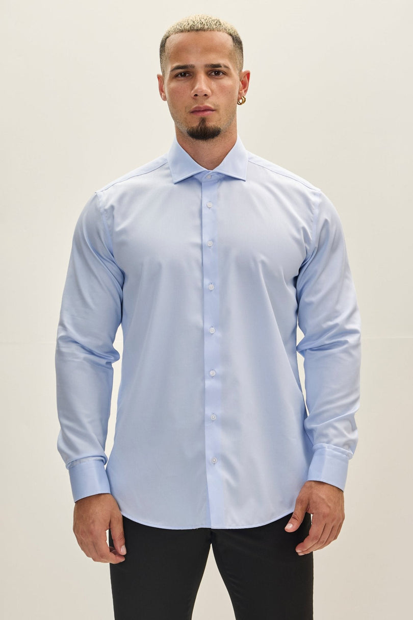 Men's Spread Collar Dress Shirt - Blue | Ron Tomson
