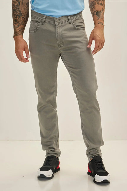 Men's Soft Cotton Five-Pocket Pants - Grey | Ron Tomson