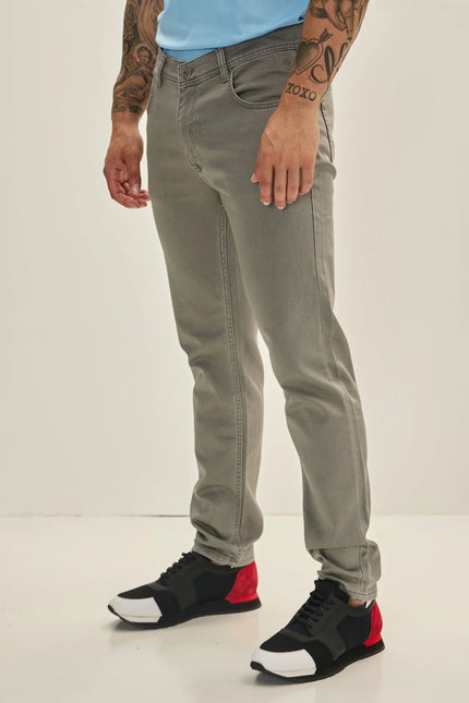 Men's Soft Cotton Five-Pocket Pants - Grey | Ron Tomson