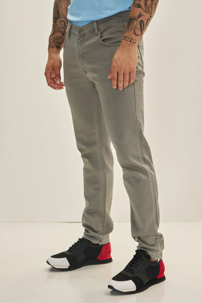 Men's Soft Cotton Five-Pocket Pants - Grey | Ron Tomson