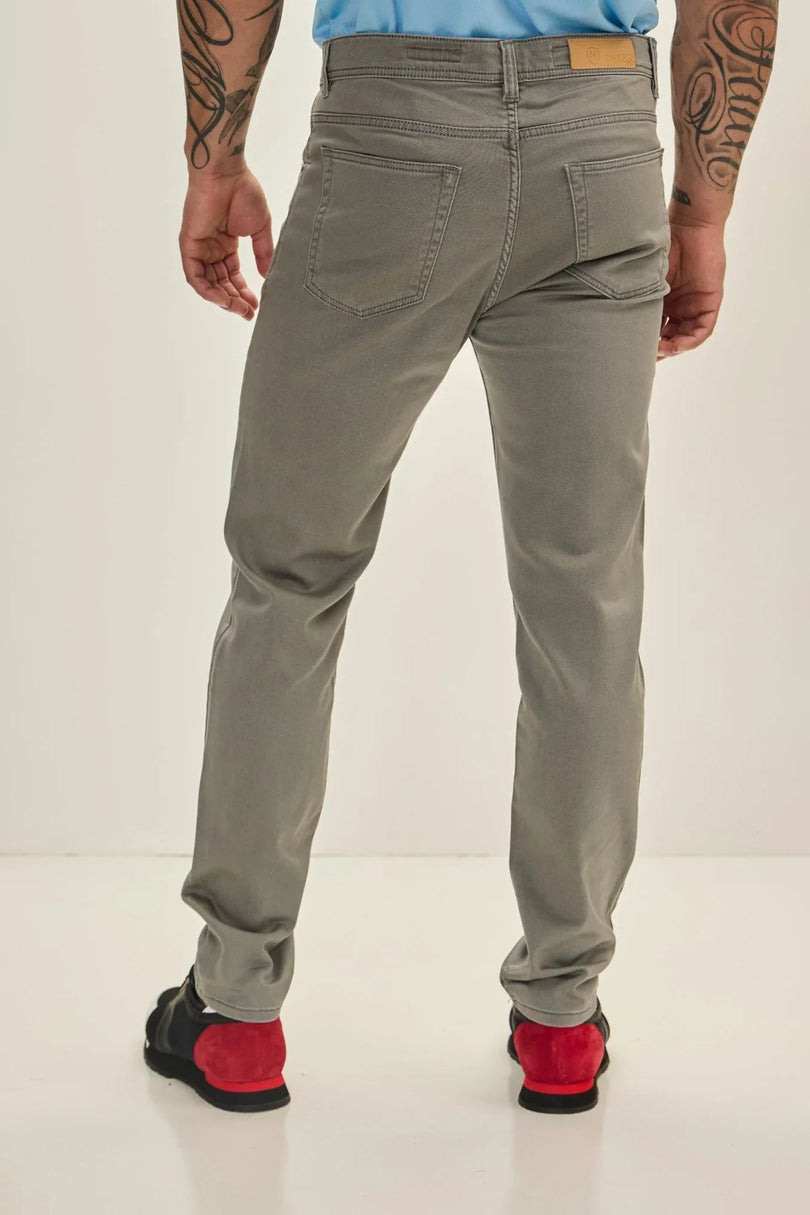 Men's Soft Cotton Five-Pocket Pants - Grey | Ron Tomson