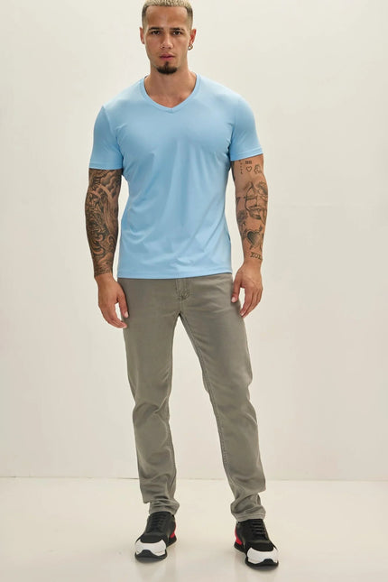 Men's Soft Cotton Five-Pocket Pants - Grey | Ron Tomson