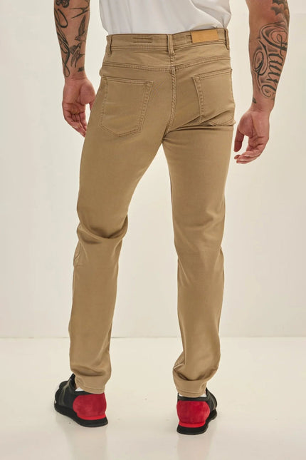 Men's Cotton 5-Pocket Jeans - Milk Brown | Ron Tomson